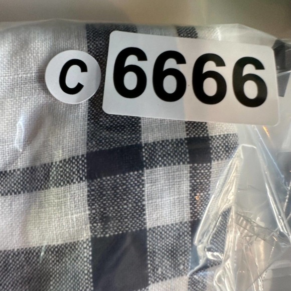 Talbots Collection Blouse Womens 4 Ivory & Black Plaid Button Up 100% Linen Top - Picture 14 of 14